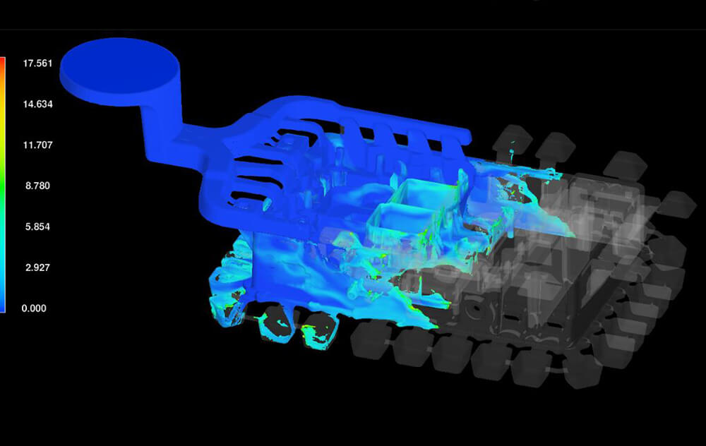 從分析模具和壓鑄的可行性開(kāi)始，根據設計方案做出模流分析，有效解決排氣、收縮和缺料等問(wèn)題。